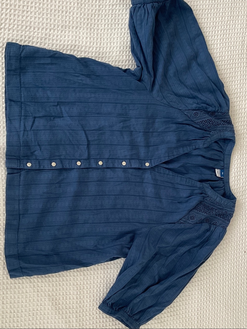 Old Navy Navy Blue Button-Front Peasant Blouse